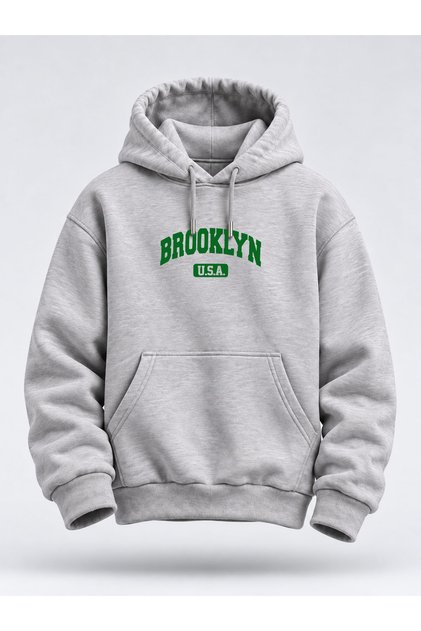 Brooklyn Text Printed Unisex Hoodie – Vintage College Hooded Sweatshirt