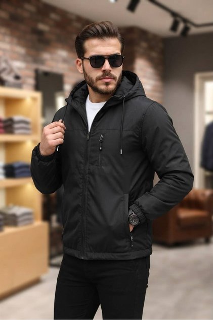 Men's Water-Resistant Hooded Raincoat Seasonal Jacket
