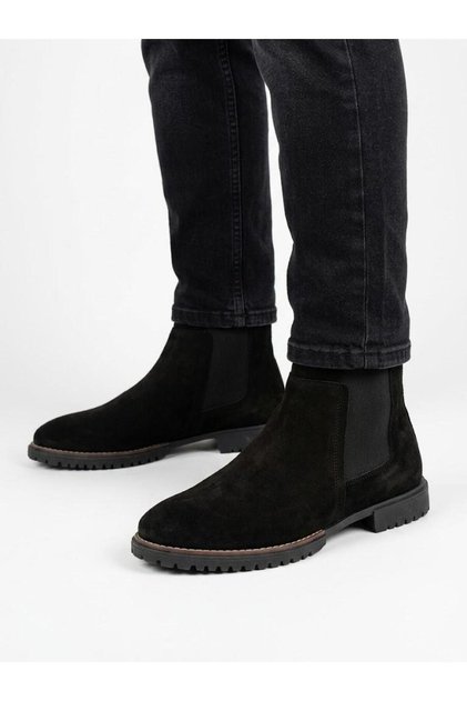 Men's suede genuine leather non-slip sole chelsea boots