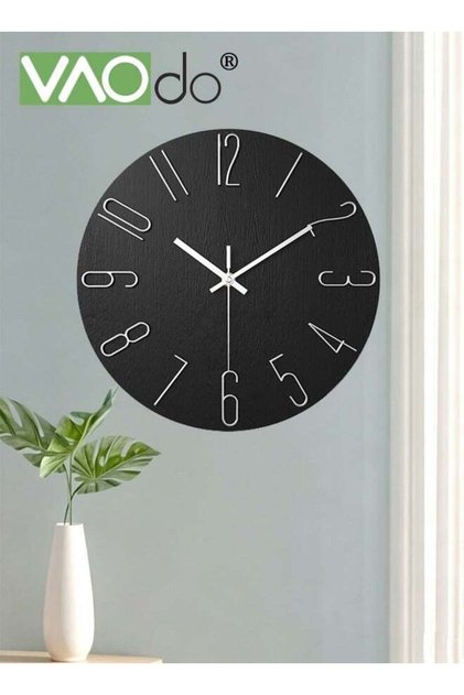 Modern Wall Clock, 12 Inch Silent Non Ticking Round Clock, Quartz Battery Powered Clock Home Art, I