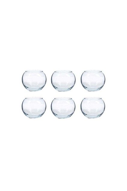 Six round glass vases small plant pot transparent hight 8 cm, width 10 cmcm