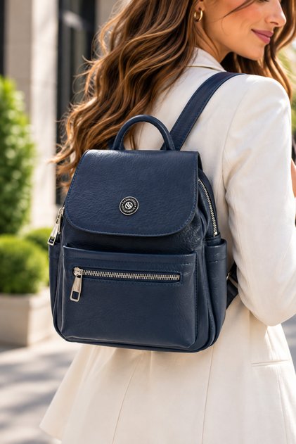 Women's Faux Leather Backpack 4 Compartment Adjustable Strap Daily School and Travel Bag