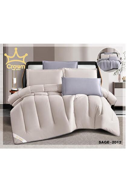Solid Color Double-Sided Bedspread 6Pcs with Fixed Insert - Modern Hotel Style _ 200*200 -Solid Color 6Pcs Comforter Set