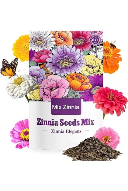 بذور زهور الزينيا المتنوعة - بذور زينيا متنوعة للزراعة - أزهار سنوية ملونة للحدائق المنزلية