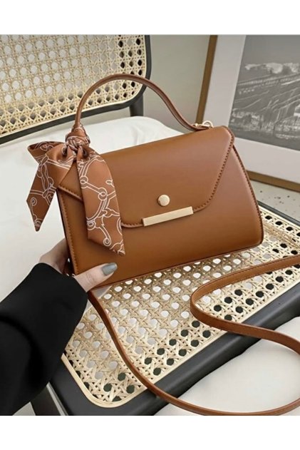 Faux Leather Scarf Detailed Hand and Shoulder Bag