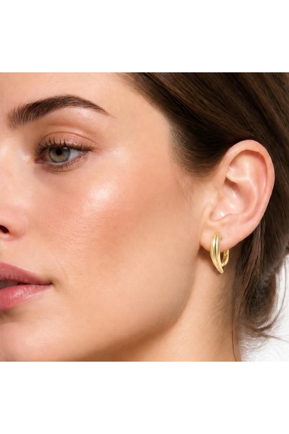 14 K Altın Görünümlü Xuping Oval Damla Küpe