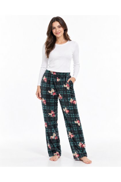 Women's Fleece Textured Patterned Relaxed Fit Sweatpants 96 cm