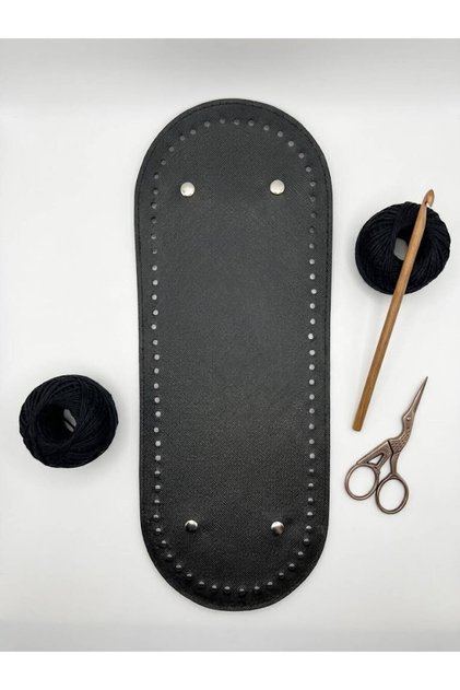 Rivetli Oval Leather Bag Base Black 12X31,5