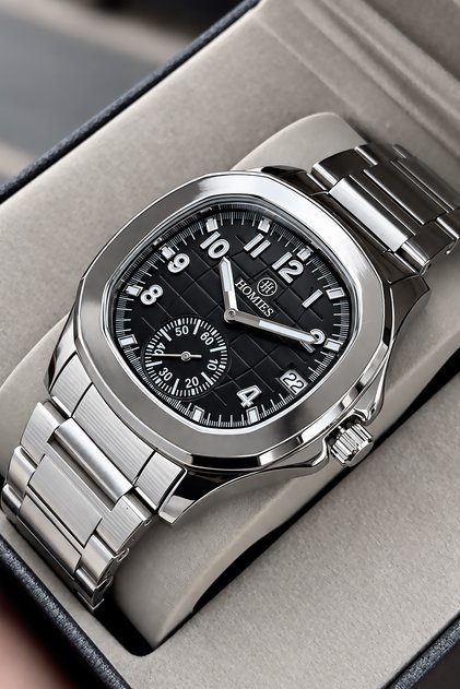 Original Men's Watch - 3 Atm Water Resistance - Silver Color Steel Band - Multifunction Movement - 2 Year Warranty - Gift Wristwatch with Stylish Box Hme2086C1