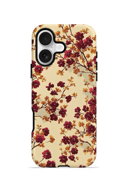 iPhone 17 Vorian Double Layer Burgundy Wildflower Case