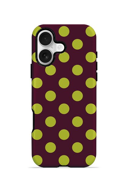 iPhone 16 Vorian Magsafe Double Layer Burgundy Lemon Polka Dot Case