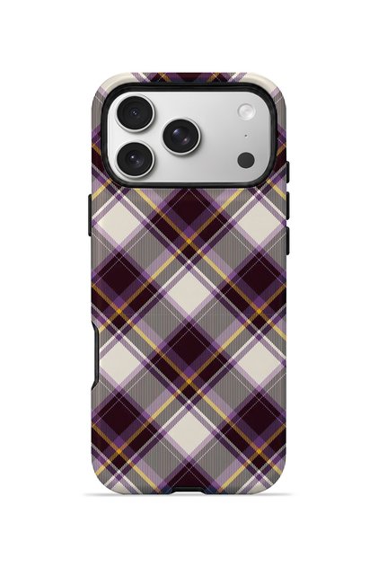 iPhone 17 Pro Max Vorian Double Layer Purple Cream Cross Plaid Case