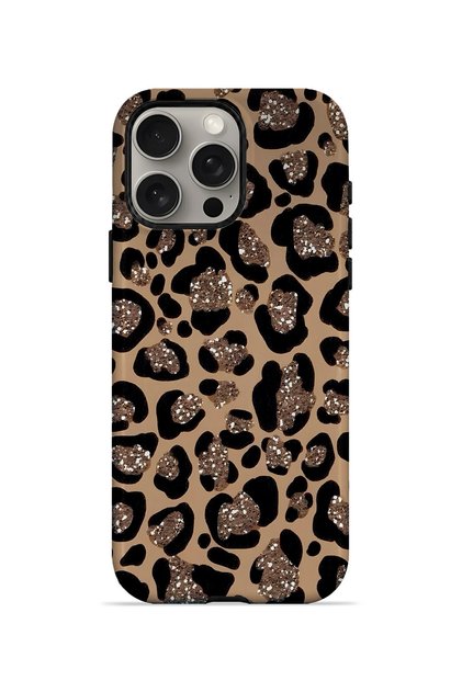 iPhone 15 Pro MagSafe Vorian Hybrid Protective Case with Glittery Leopard Print