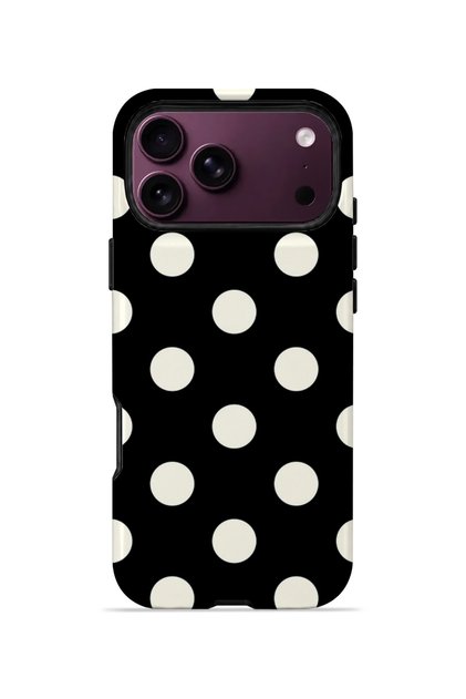 iPhone 18 Pro Max Vorian Double Layer Black Cream Polka Dot Case
