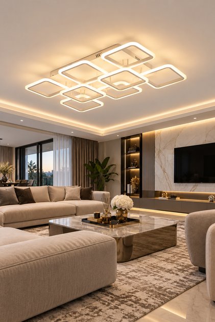 MS73005-6+2 Beyaz 8'li 3 Renk LED Plafonyer Avize