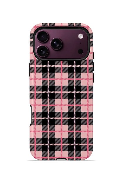 iPhone 18 Pro Vorian Double Layer Pink Black Plaid Case