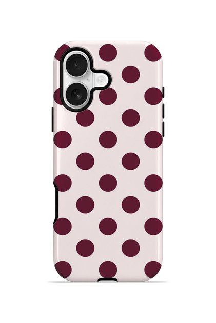 iPhone 17 Vorian Double Layer White Burgundy Polka Dot Case