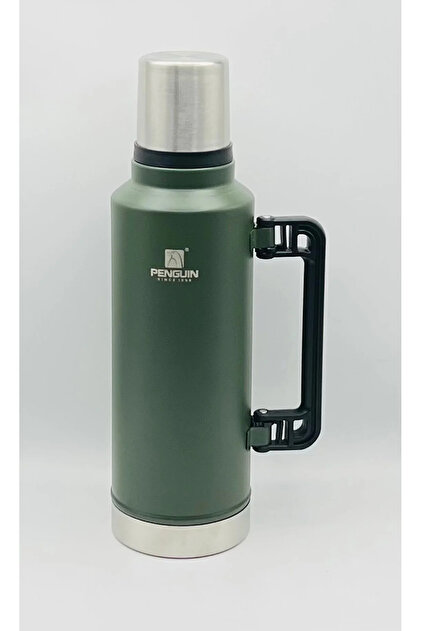 Penguin Classic Vacuum Insulated Green Khaki Color 48-Hour Hot and Cold Guaranteed Vacuum Stainless Steel Thermos for Family, Athletes, and Camping 1400ml Stainless Steel Vacuum Thermos