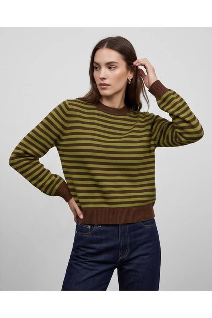 Women's Crew Neck Striped Knitwear Sweater