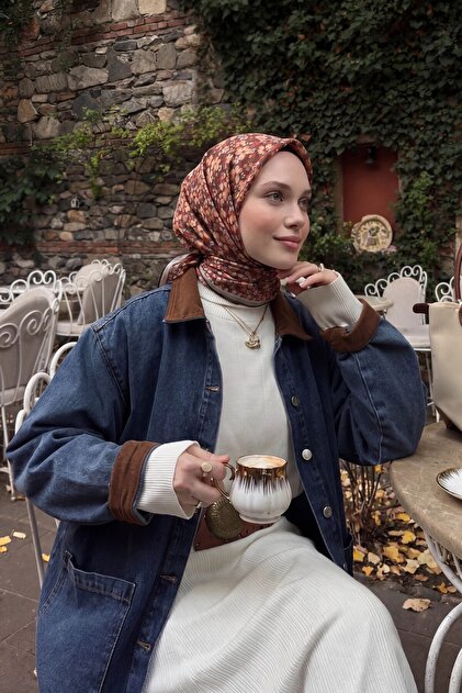 Soft Scarf Mini Floral Brown