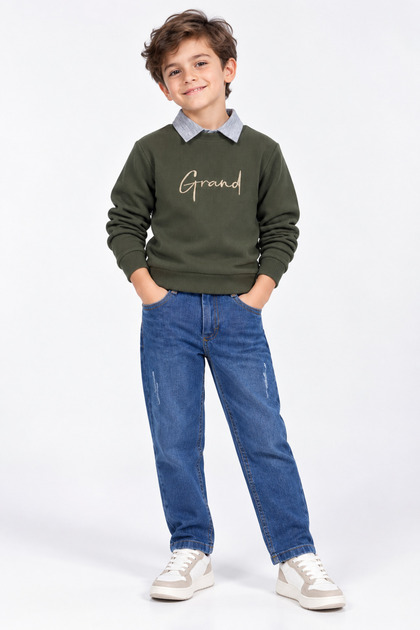 Boy's Suit Knitwear Sweater Shirt Trousers Stylish Combination Holiday Outfit