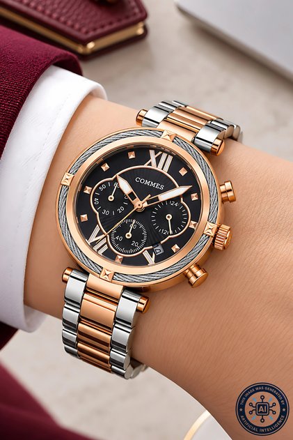Silver-Rose Color Steel Cord Steel Case Women Wrist Watch Sdcms1102