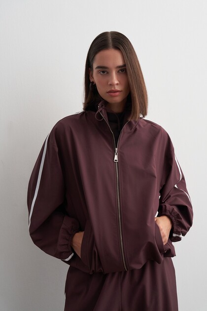 Striped Air Bomber Jacket Claret Red