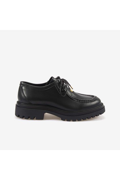 Hawen Angels Women's 4cm Rubber Sole Lace-Up Genuine Leather Casual Shoes 1099-1