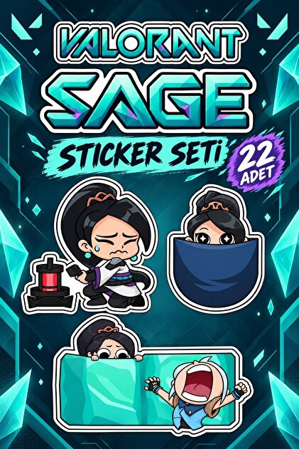 Valorant Sage Sticker Seti 22 Adet | Oyun Temalı Çıkartma Paketi