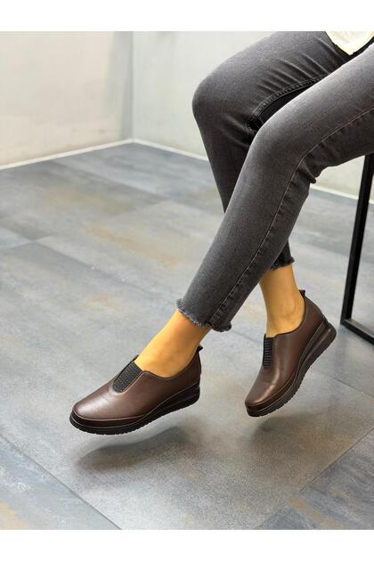 Brown Leather Stone Women's Casual Shoes