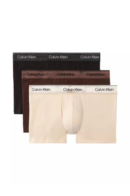 Erkek Pamuklu Slim Fit Beli Elastik Bantlı 3'lü Siyah-Kahverengi-Krem Boxer