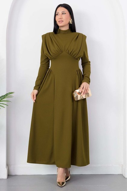 High Neck Halter Long Sleeve Dress Grs4158