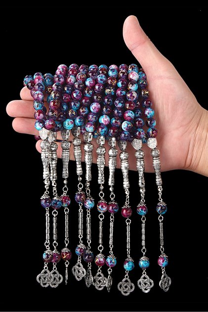 10 Pieces Round Model Natural Stone Glass Prayer Beads Set, Gift Prayer Beads, Wholesale Prayer Beads, Men's Prayer Beads
