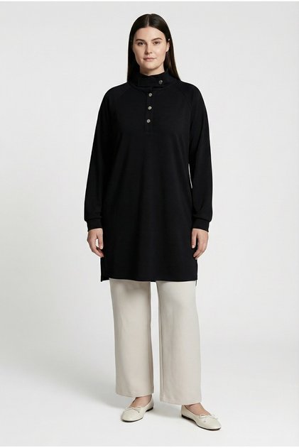 Yakası Aller Detaylı Büyük Beden Sweatshirt