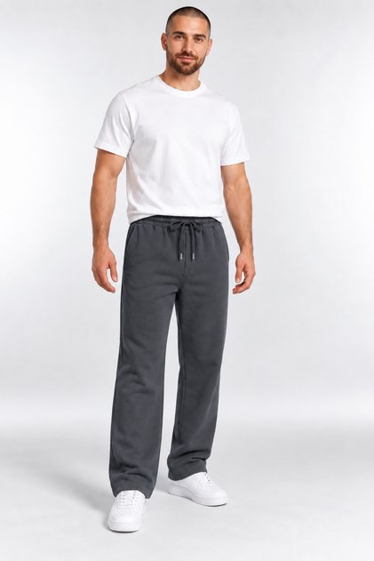 Smoked Color Cotton Wool Knitted 3 Thread Thick Winter Oversize Baggy Sweatpants