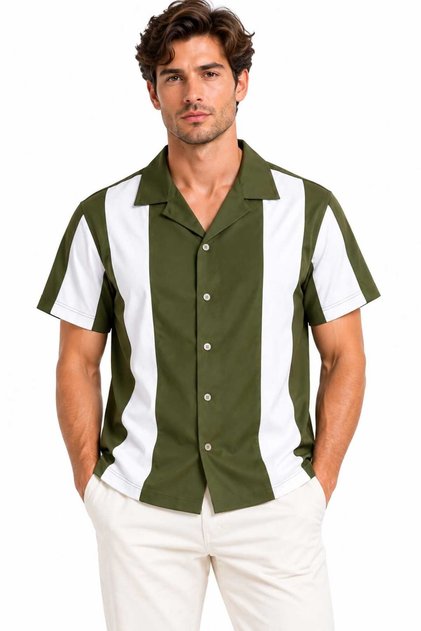 Stylish V-Neck/Collared Shirt Made of Jersey Fabric