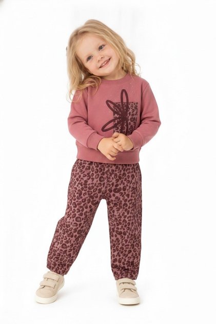 Baby Girl 1-4 Years Old Embroidery Detailed Two-Thread Sweatshirt Plum