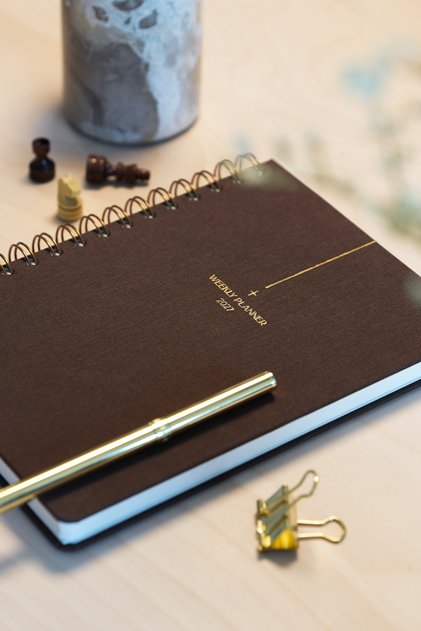 2027 Year A5 Linen Agenda Spiral Bound 15X21 cm - 12 Months Brown