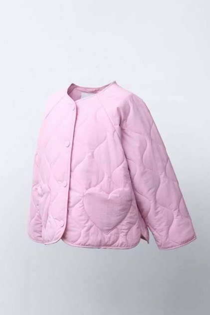 Girl's Heart Pocket Detailed Quilted Vest Pink