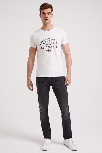 Lee Cooper Erkek Established O Yaka T-Shirt Beyaz 202 LCM 242010 - 1