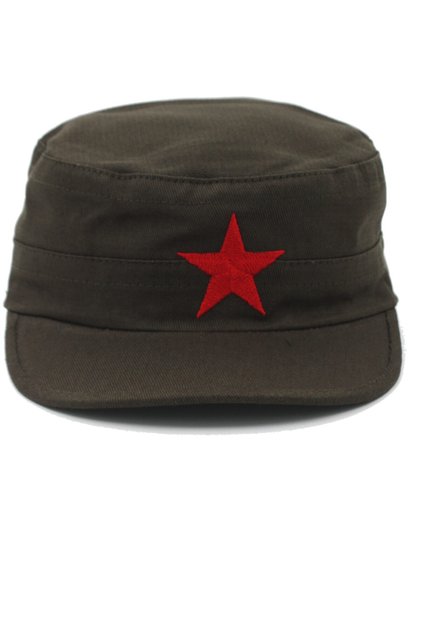 Unisex Castro Hat Cap Khaki Black Star Embroidered Set