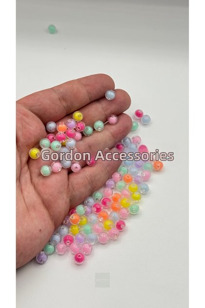 8mm Plastic Beads Mixed Color 75Gram Soft Colorful