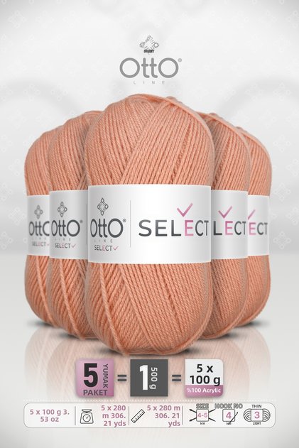 Select • Yavru Ağzı (9533) • 5-Pack × 100 Gr / 280 m • Acrylic Hand Knitting Yarn • Sweater, Cardigan, Scarf