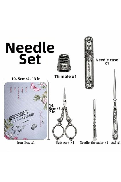 Antique Scissors Kit, Scissors Set Sewing Embroidery Set Embroidery Scissors Metal Thimble Needle Threader We Boxed Se