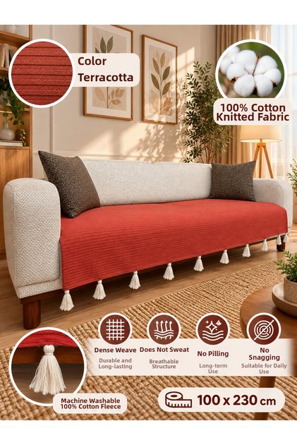 100% Cotton Knitted Tassel Sofa Cover 100X230 cm Shawl Model Sofa Shawl Tile