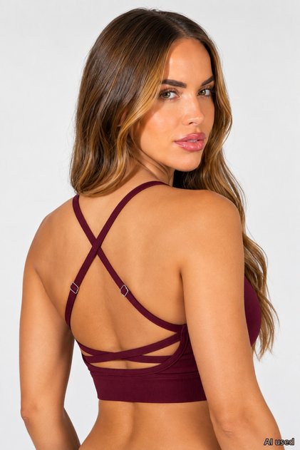 Linecontour Bra Women's Adjustable Cross Strap Sports Bra with Removable Pads