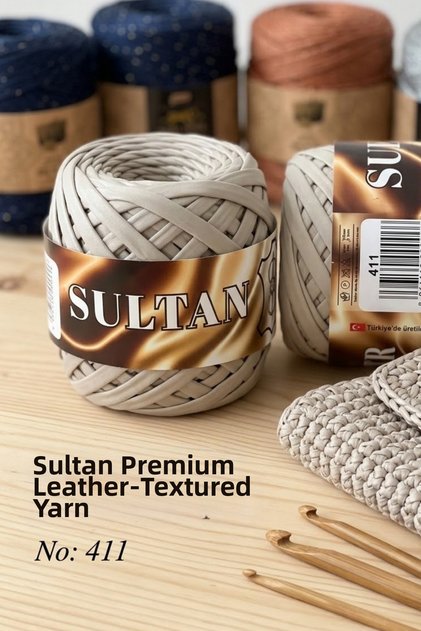 1 Piece Sultan Leather Leather-Look Metallic Combed Cotton Thread 120 Gram Bag Supla Accessory Knitting Thread Thread Thickness 2 Mm-Color: 411