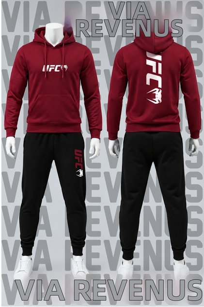 Front and Back Printed Hooded Cotton Tracksuit Set