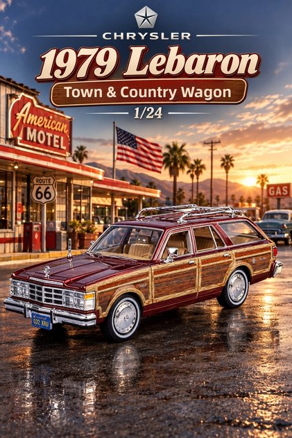 Chrysler 1979 Lebaron Town & Country Wagon 1/24 Metal Car