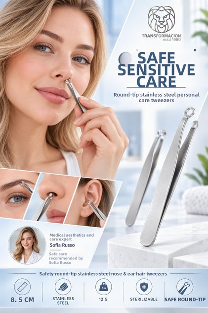 Safety Round Head Nose Ear Hair Trimming Tweezers Precision Facial Eyebrow Hair Removal Apparatus 723784
